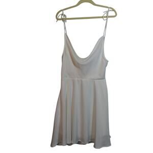 Olia White Satin Cowl Neck Mini Dress Tie Back Bachelorette Wedding  Size M